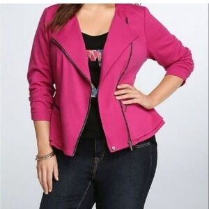Torrid Women's Fuchsia Blazer with Zipper Accents